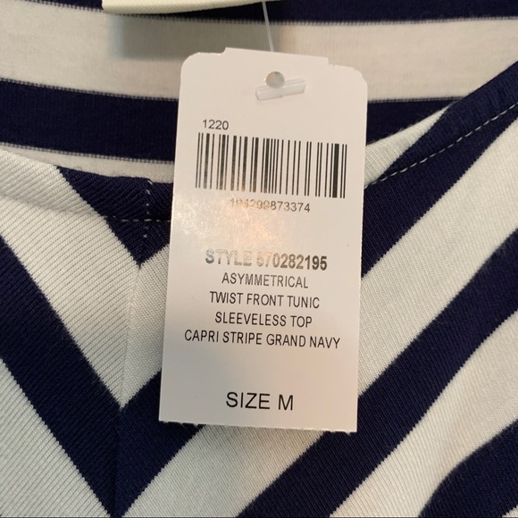 Soma Asymmetrical Twist Front Striped Tunic Top NWT Medium - Picture 3 of 8